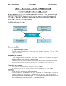 Chapter 8: Business Strategy - Business 9609