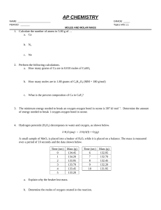 AP Chemistry Moles and Molar Mass Worksheet