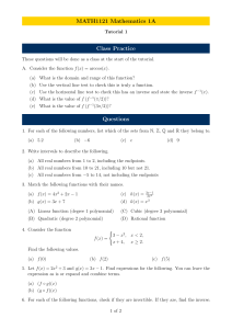 MATH1121 Tutorial 1: Class Practice