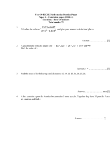 Year 10 IGCSE Maths Practice Paper 4 (Calculator)
