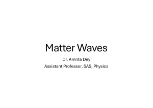 Matter Waves: De Broglie, Davisson-Germer, Wave Functions