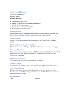 Grade 8 Weather and Climate Learner Notes