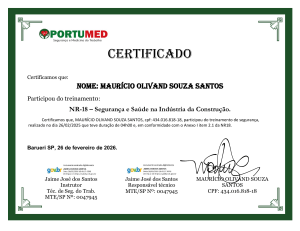 Certificado NR-18 Seguran&ccedil;a na Constru&ccedil;&atilde;o