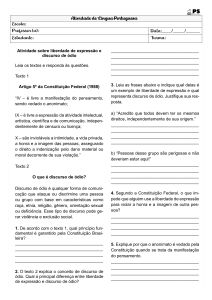 Exerc&iacute;cio de Portugu&ecirc;s: Liberdade de Express&atilde;o e Discurso de &Oacute;dio