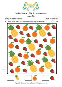 Upper KG Math Mid Term Assessment