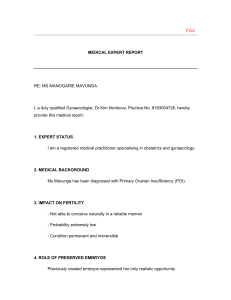 Medical Expert Report on Primary Ovarian Insufficiency