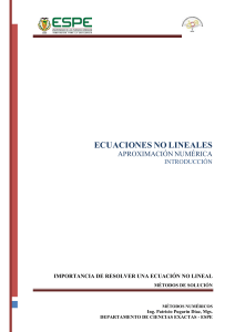 M&eacute;todos Num&eacute;ricos para Ecuaciones No Lineales