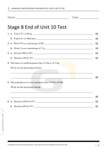 Cambridge Lower Secondary Maths 8 Unit 10 Test