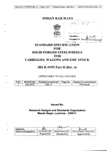 Indian Railways Standard Specification for Solid Forged Steel Wheels