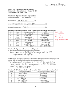 ECON 205 Macroeconomics Homework 4 Unemployment Answer Sheet