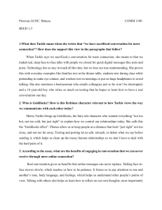 Turkle's Conversation vs. Connection: Study Guide