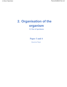 IGCSE Biology 2.2 Size of Specimens Question Paper