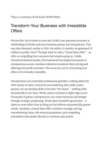 Summary of $100M Offers: Irresistible Business Offers