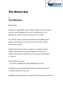 The Bluest Eye by Toni Morrison - Literary Novel