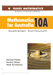Mathematics for Australia 10A Textbook - Haese