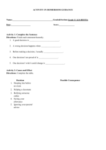 Grade 11 Decision Making Activity Sheet