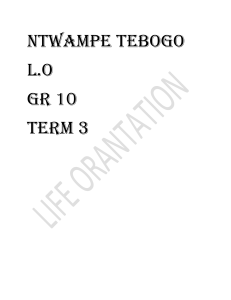 Adolescence and Sexual Health: Grade 10 Life Orientation