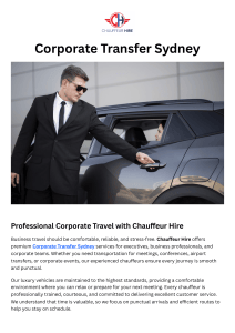 Corporate Transfer Sydney | Chauffeur Hire Service