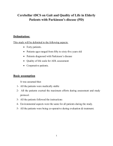 Cerebellar tDCS Effects on Gait & QoL in Elderly PD Patients