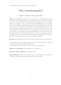 Why Autoethnography? A Research Paper
