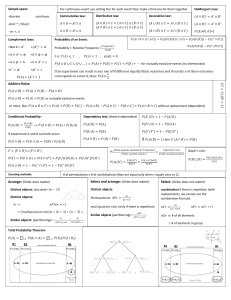 Probability and Statistics Summary: Laws, Formulas, Distributions