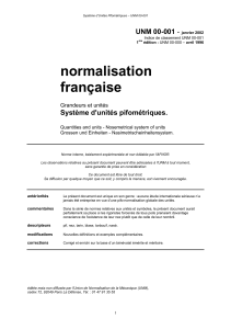 Syst&egrave;me d&rsquo;Unit&eacute;s Pifom&eacute;triques &ndash; UNM 00-001