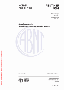 ABNT NBR 5601:2011 - Classifica&ccedil;&atilde;o de A&ccedil;os Inoxid&aacute;veis