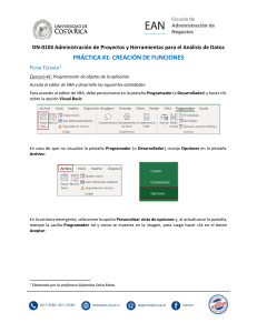Pr&aacute;ctica 1: Creaci&oacute;n de Funciones en VBA - Universidad de Costa Rica