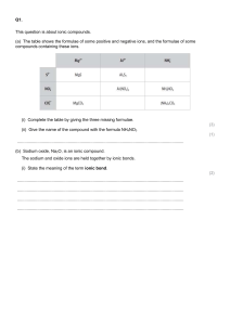 Q1: Ionic Compounds Chemistry Exam Question