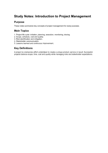 Study Notes: Introduction to Project Management