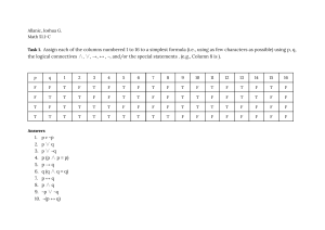 Math 51.1-C Logic Assignment: Truth Tables & Functional Completeness