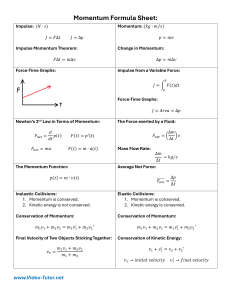Momentum Formula Sheet - Physics Study Guide