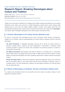 Breaking Stereotypes: Culture & Tradition Research Report