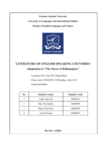 Adaptation of 'The Snows of Kilimanjaro' - Literary Analysis