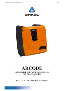 Arkel Arcode Elevator Controller PID Gain Settings Guide