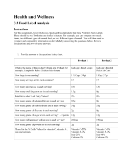 Food Label Analysis Assignment: Compare Cereal Nutrition