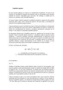 Equilibrio Qu&iacute;mico: Conceptos y Aplicaciones