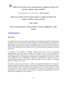 An&aacute;lisis de sistemas de costos en PYMES como herramientas estrat&eacute;gicas