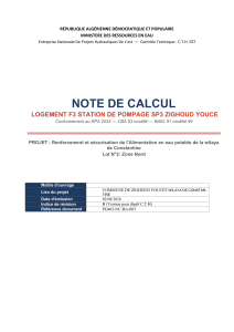 Note de Calcul: Logement F3, Station de Pompage SP3, Zighoud Youcef, Constantine