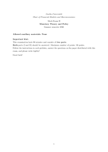 Mock Exam II: Monetary Theory and Policy