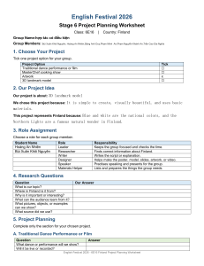 English Festival 2026 Stage 6 Finland Project Planning Worksheet