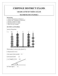 Grade 6 Math Exam Paper 2: Chipinge District End of Term 1