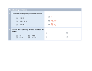 Numbering Systems Worksheet: Binary, Decimal, Octal, Hex Conversions