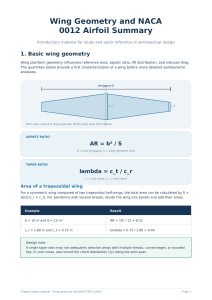 Wing Geometry & NACA 0012 Airfoil Summary
