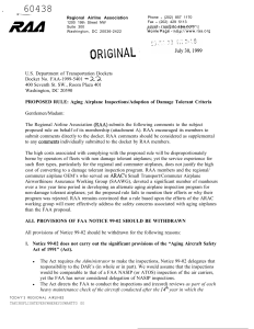 RAA Comments on Aging Airplane Inspections Proposed Rule