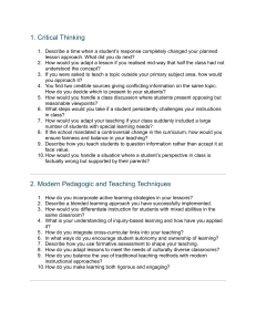 Teacher Interview Questions: Critical Thinking & Pedagogy