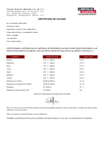 Certificado de Calidad: Electrodo de Soldadura Fleetweld&reg; 5P