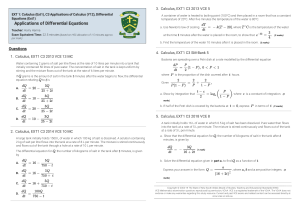 VCE Ext1 Calculus Differential Equations Worksheet