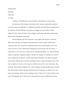 Difficulties of Early European Colonialization in North America