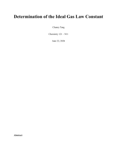 Determination of the Ideal Gas Law Constant Lab Report